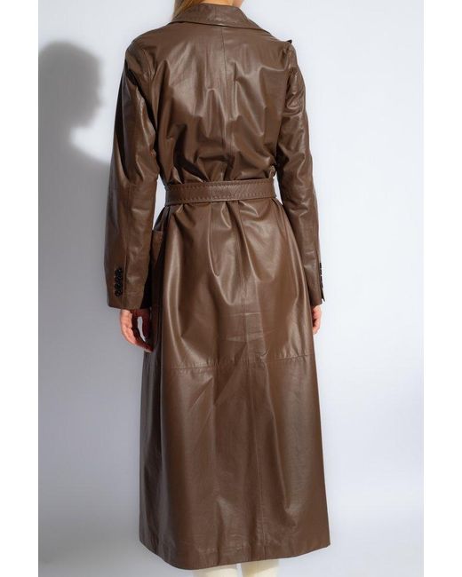 Max Mara Brown 'aiello' Leather Coat