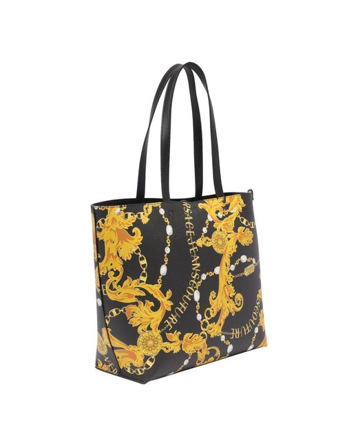 Versace Yellow Chain Couture Printed Top Handle Bag