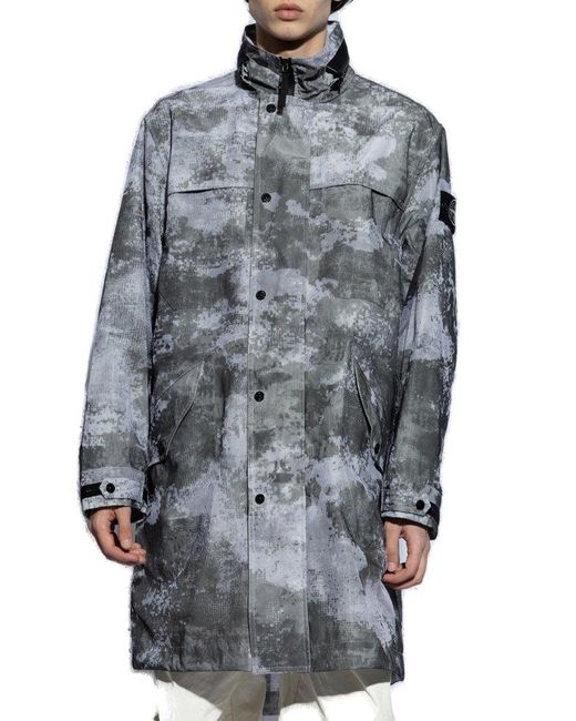 Stone Island Gray Camo Pattern Jacket, for men