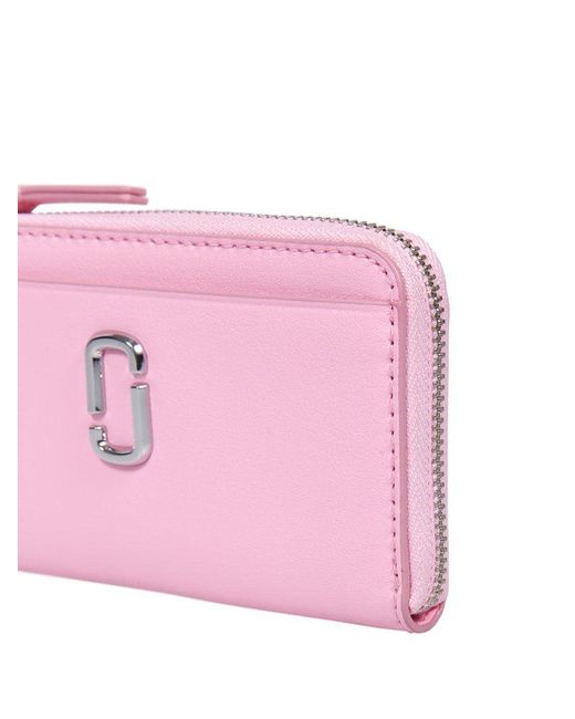 Marc Jacobs Pink Logo Plaque Zip-up Wallet