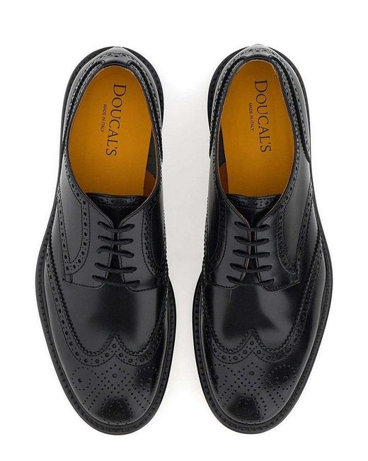 Doucal's Black Dovetail Lace-Up Shoes for men