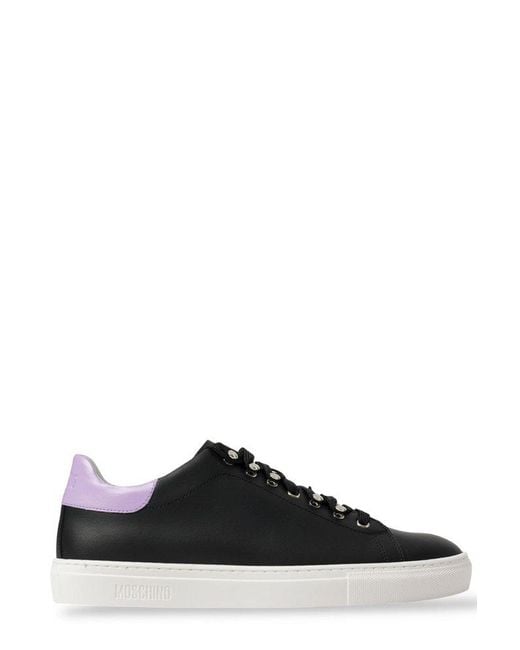 Moschino Black Round Toe Low-Top Sneakers for men
