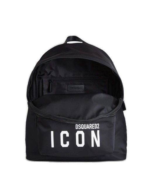 DSquared² Black Contrast Logo Backpack for men