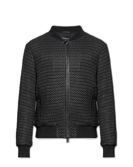 Emporio Armani Black Interwoven Zip-up Jacket