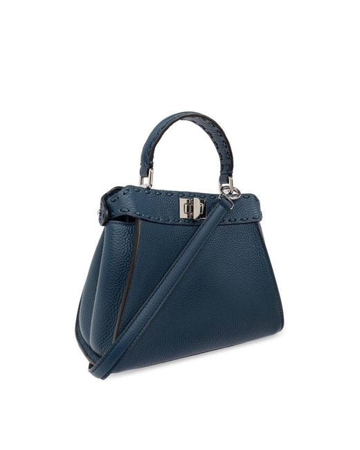 Fendi Blue Peekaboo Mini Tote Bag