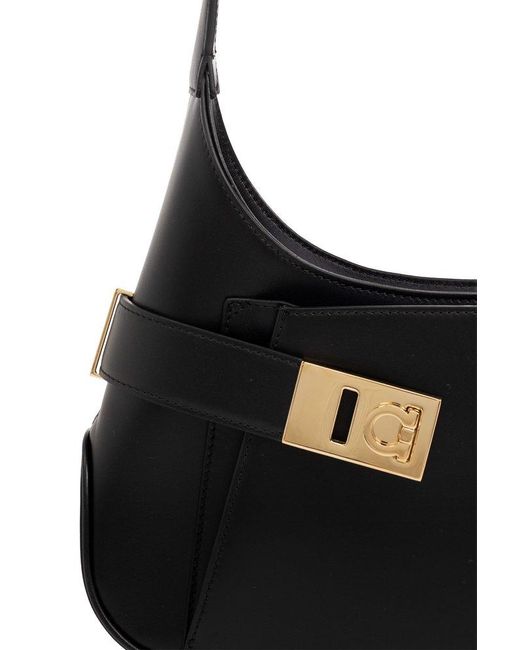 Ferragamo Black Asymmetric Pocket Hobo Bag