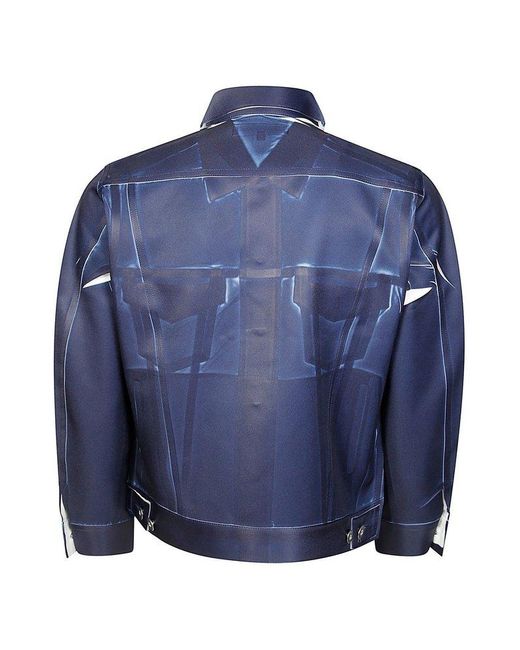 Comme des Garçons Blue Buttoned Denim Printed Jacket for men