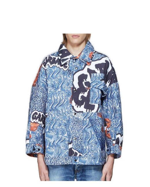 Garbage TV Blue Fifo Graphic Printed Jacket for men