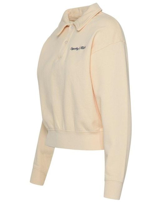 Sporty & Rich Natural Logo Embroidered Buttoned Jumper