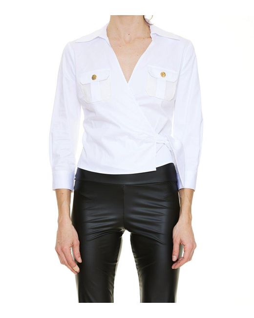 Elisabetta Franchi Buttoned Safari Shirt in White Womens Clothing Tops Shirts 