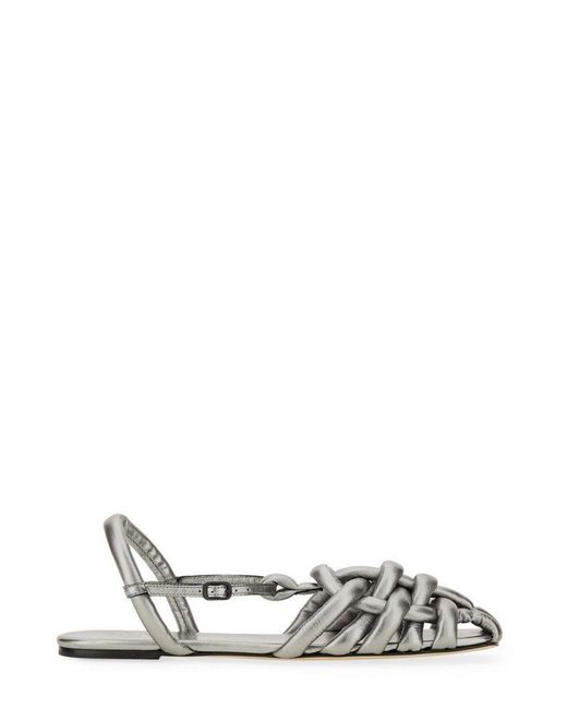 Hereu White Cabersa Metallic Interwoven Sandals