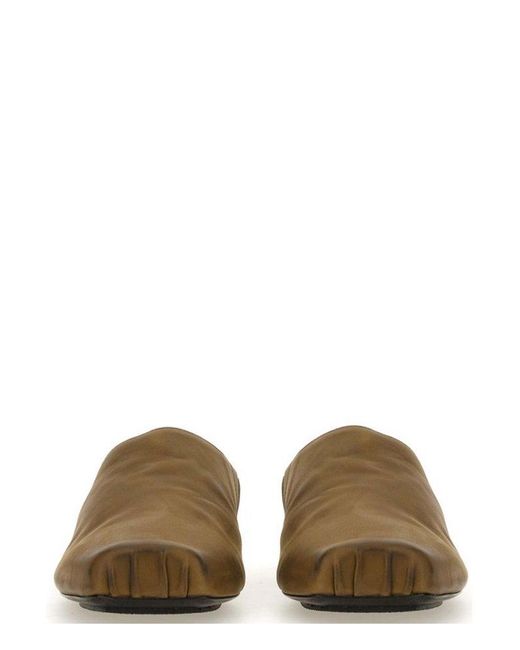 Uma Wang Brown Square Toe Slip-on Sandals