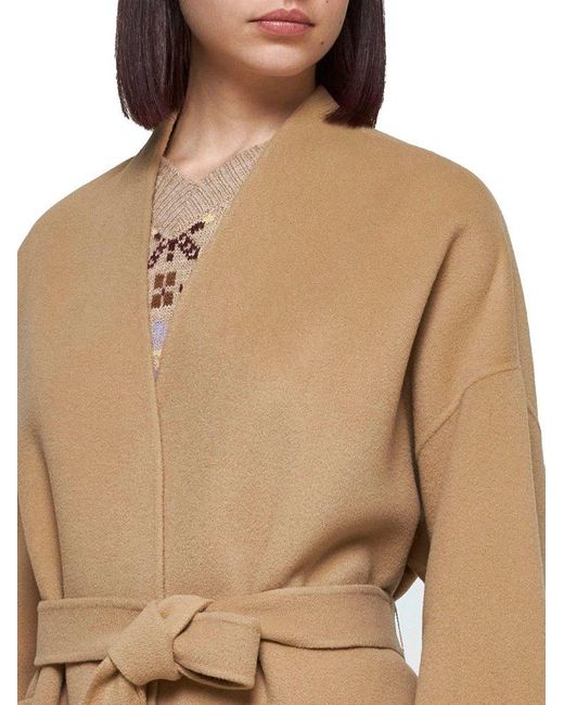 Weekend by Maxmara Natural Belted Wool Kimono Coat