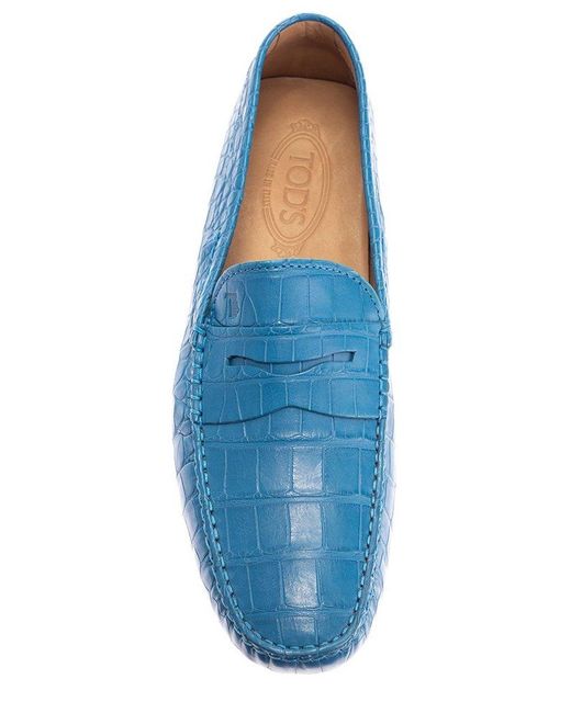 Tod's Blue Logo Debossed Slip-on Loafers for men