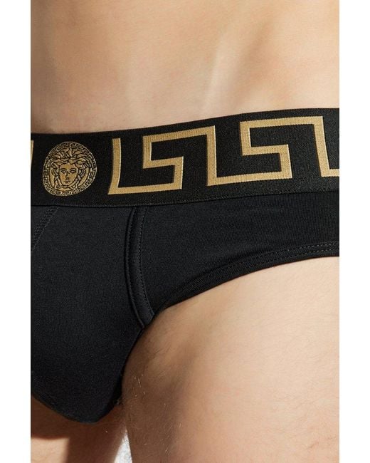 Versace Black Greca-Detailed Pack Of Two Boxer Briefs for men