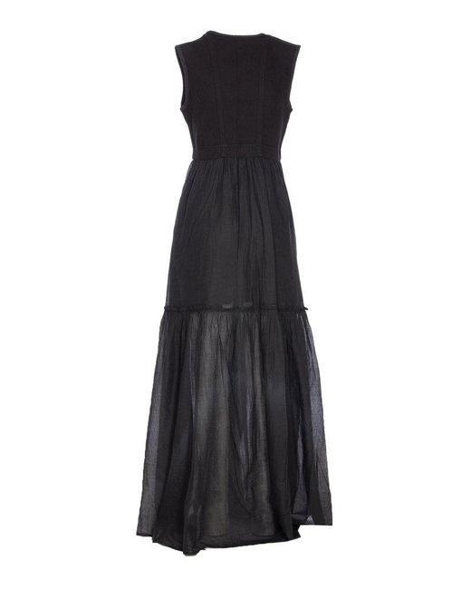 Pinko Black Andres Buckled V-Neck Long Dress