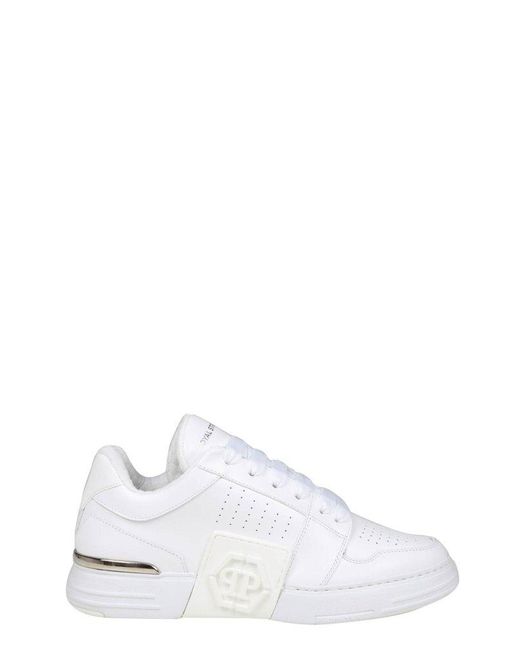 Philipp Plein White Logo-embossed Lace-up Sneakers for men