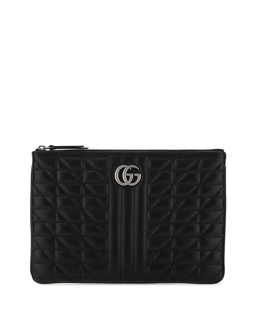 Gucci Black GG Marmont Quilted Clutch Bag