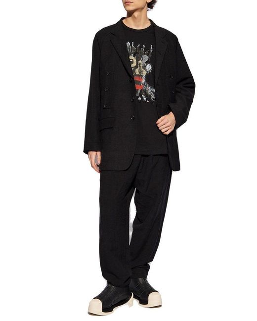 Yohji Yamamoto Black Trousers With Tapered Legs, for men