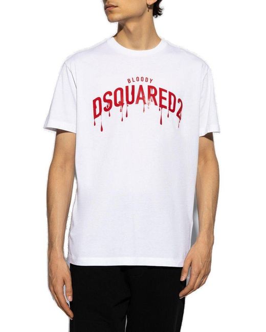 DSquared² White Logo-printed Crewneck T-shirt for men