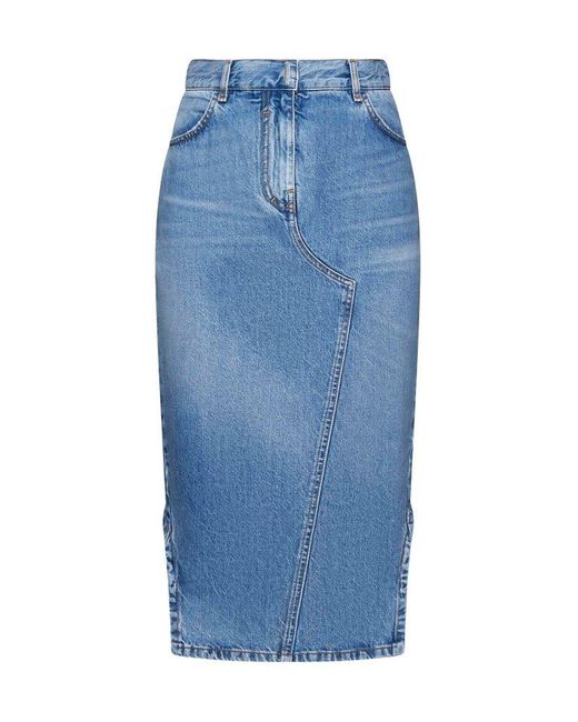 Givenchy Blue Denim Asymmetric Skirt
