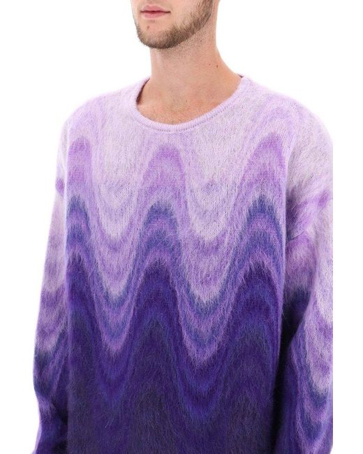 Etro Purple Swirl-printed Crewneck Brushed Jumper for men