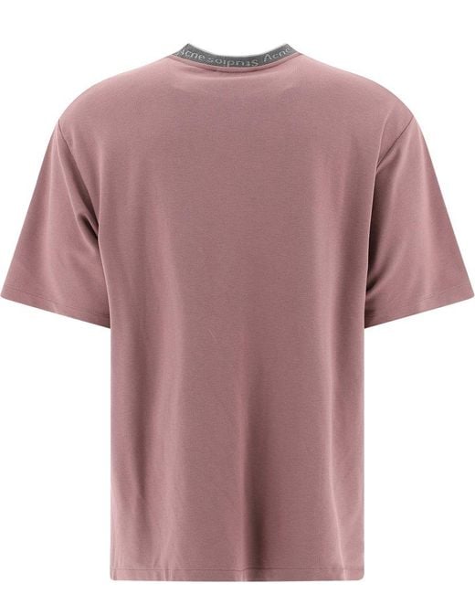 Acne Purple Logo Neckline Crewneck T-shirt for men
