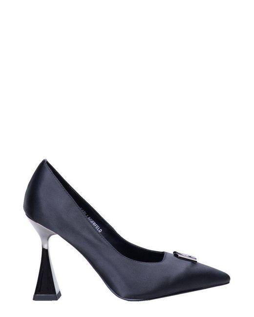 Karl Lagerfeld Blue Debut Brooch Court Pointed-toe Pumps