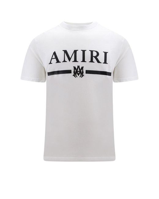 Amiri White Logo Printed Crewneck T-shirt for men