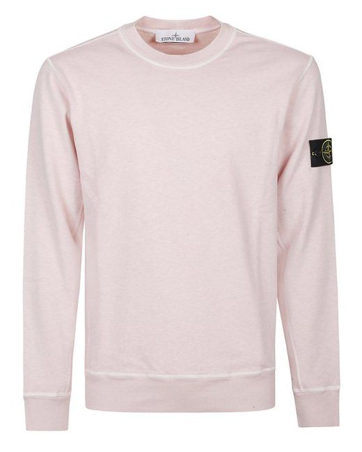 Stone Island Pink Compass-Badge Crewneck Sweatshirt for men