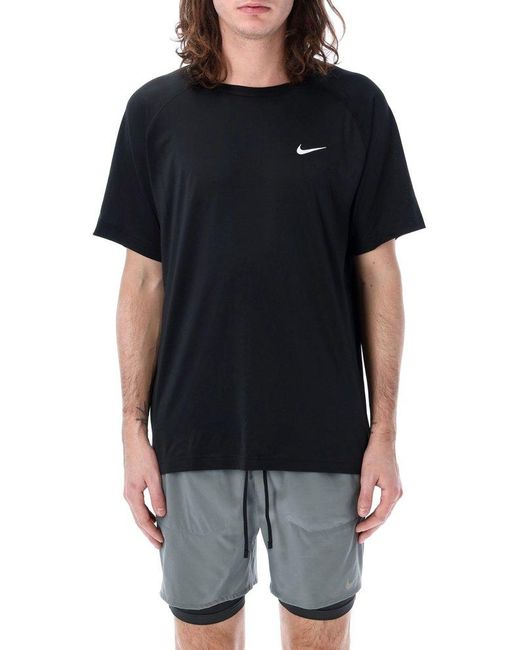 Nike Black Logo Printed Short-sleeved Fitness Top for men