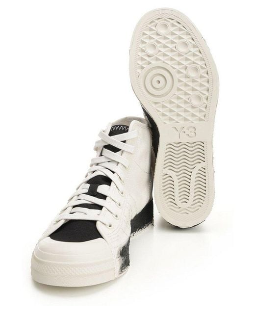 Y-3 White Nizza Hi Lave-Up Sneakers for men