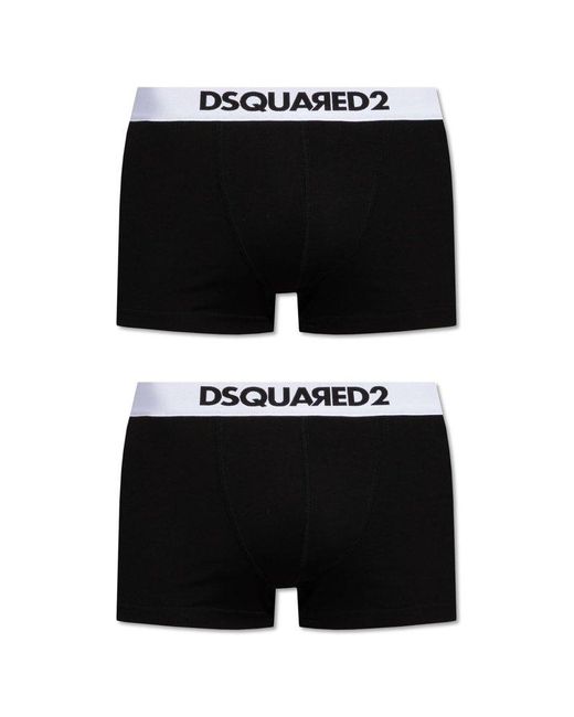 DSquared² Black 2 Pack Logo Waistband Boxers for men