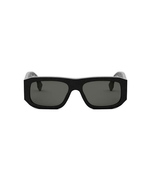 Fendi Black Rectangle Frame Sunglasses