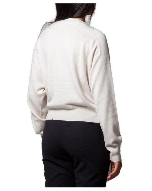 Brunello Cucinelli White Smile Monile Embellished Jumper