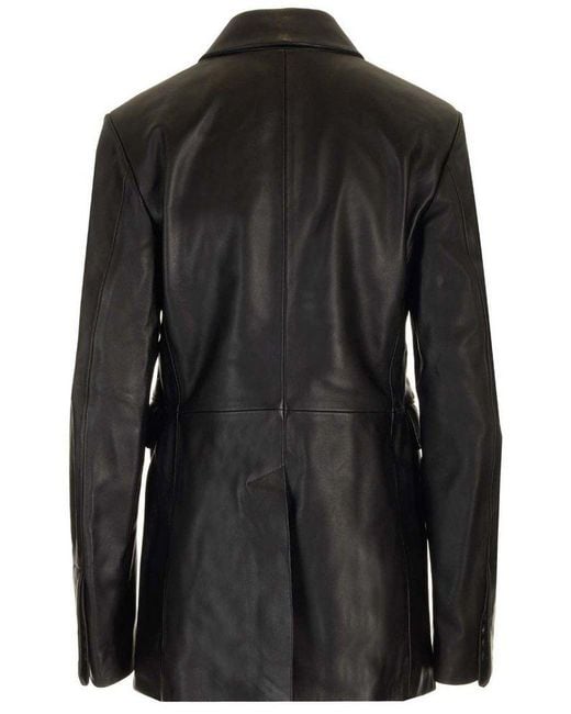Loulou de Saison Black Benetra Double Breasted Leather Jacket