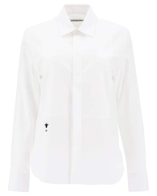 Dior White Cd Embroidered Bee Logo Shirt