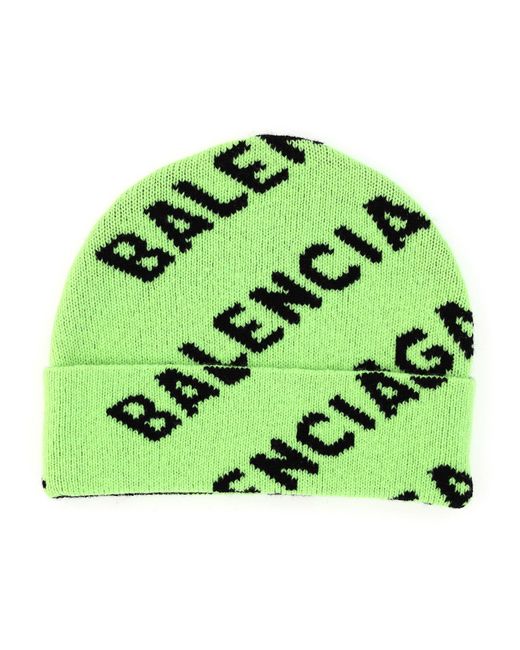 Balenciaga Logo Wool-blend Beanie in Acid Green (Green) for Men | Lyst