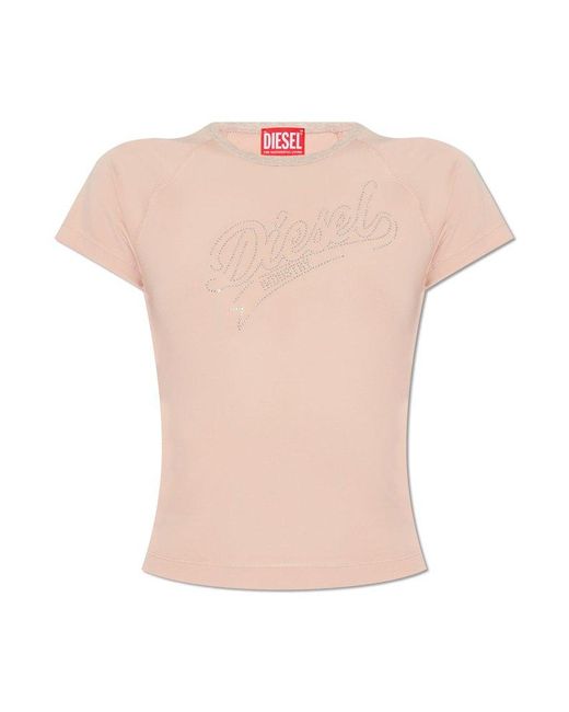 DIESEL Pink 't-vincie' T-shirt With Logo,
