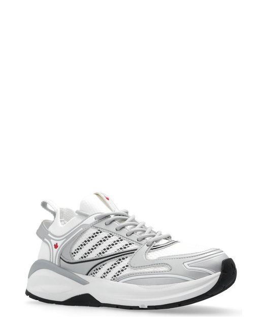 DSquared² White Dash Panelled Lace-up Sneakers