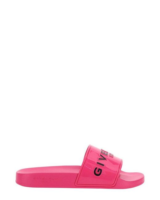 Givenchy Rubber Logo Embossed Slides in Pink | Lyst