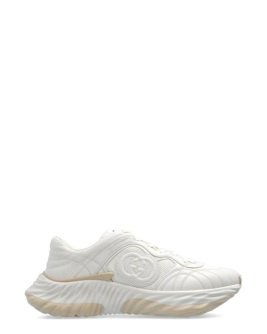 Gucci White GG Ripple Lace-up Sneakers for men