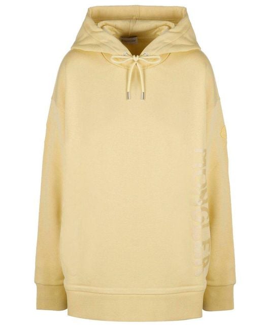 Moncler Cotton Drawstring Long-sleeved Hoodie in Yellow | Lyst