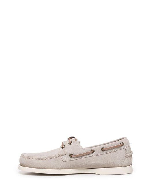 Sebago White Portland Flesh Out Lace-up Boat Loafers for men