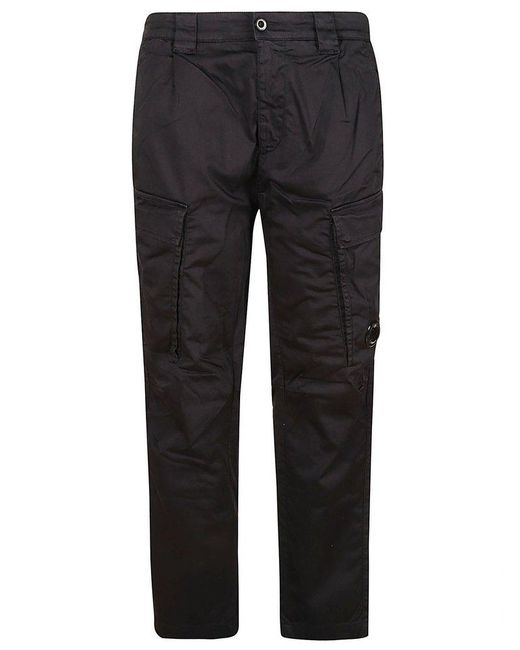 C P Company Blue Stretch Sateen Loose Cargo Pants for men