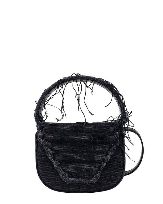 DIESEL Black 1dr Xs Embellished Distressed Mini Tote Bag