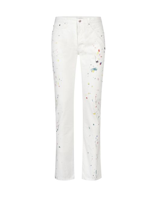 Dior White Paint Splatter Slim-fit Jeans for men