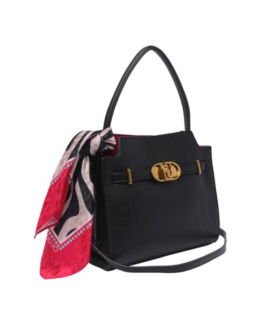 Liu Jo Black Medium Logo-buckled Top Handle Bag