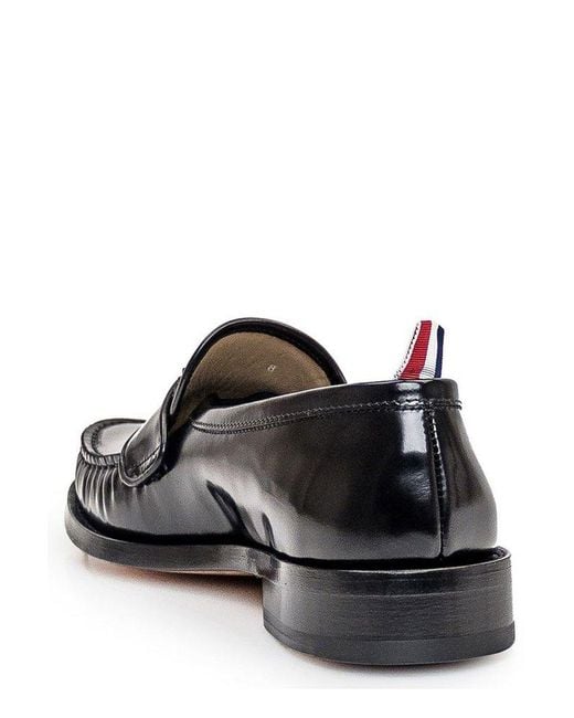 Thom Browne Black Ruched-detail Slip-on Loafers for men