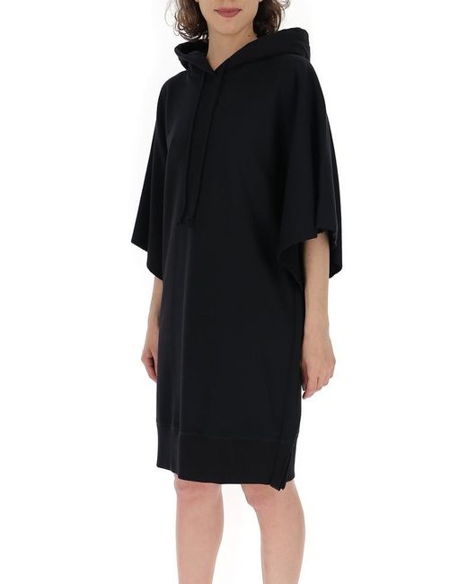 MM6 by Maison Martin Margiela Black Graphic Print Oversized Hoodie Dress